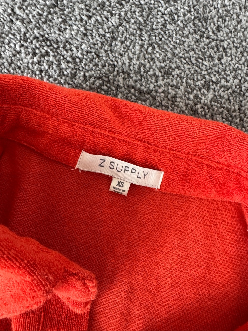 Z Supply Orange Velour Collared Top & Drawstring Shorts Set - Picture 2 of 6